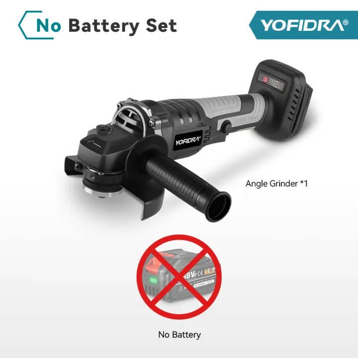 Yofidra Amoladora Angular sin Escobillas Herramienta Eléctrica Inalámbrica Eficiente con 3 Velocidades Batería Recargable Gray - 1