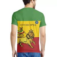 Camiseta de talla grande con estampado 3D de bandera etíope, camiseta de poliéster transpirable para hombre, ropa de playa - details 14