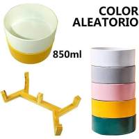 COTTECOTA-2 Piezas Cuenco de Ceramica Comedero y Bebedero para Perros y Gatos elevados Cuencos para Mascotas ceramica Pequeño y Grande Color Aleatorio Cuenco Elegante con Soporte Bambu Cuenco de Comida o Cuenco de Agua para Perros Pequeños y Medianos - details 1