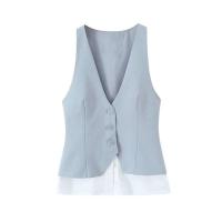 Top sin Mangas a Rayas con Cuello en V Vestido de Moda para Mujeres al Aire Libre - details 1