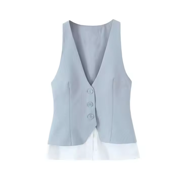 Top sin Mangas a Rayas con Cuello en V Vestido de Moda para Mujeres al Aire Libre - 1