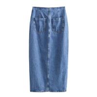 BUNO-Conjunto de 2 piezas para mujer, chaleco vaquero azul y falda Midi, elegante, informal, coordenadas, falda Midi dividida de vaquero con doble botonadura adelgazante de cintura alta para mujer - details 12