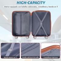 Set de 3 Maletas de Viaje - Ruedas Dobles giratorias - Neceser - Maleta de Cabina - Cerradura TSA - Ligeras - ABS - Ryanair - Resistentes - Asa telescópica - details 4