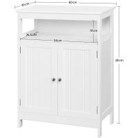 Mueble Auxiliar de Baño con Puerta Mueble Baño de Madera con Estante Ajustable 60x30x80 cm Blanco - details 2