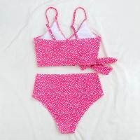 Bikini azul de lunares para mujer, traje de baño Sexy de cintura alta, bañador brasileño de realce con cordones, conjunto de Bikini 2021 - details 12