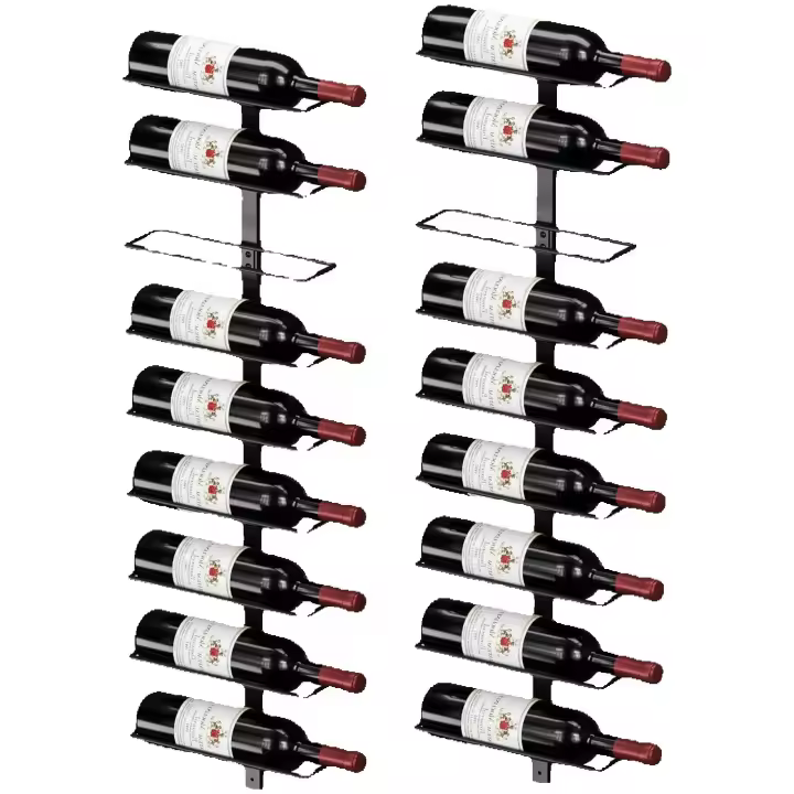 Estante de Vino de Pared de Metal Resistente Soporte de Almacenamiento para 18 Botellas de Vino, Licor y Champán para Bar en Casa - 1