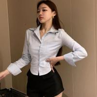 2025 camisas coreanas elegantes para mujer, ropa de calle a la moda, blusa ajustada para mujer, Tops cortos sexys informales de oficina Y2K para primavera, novedad - details 11