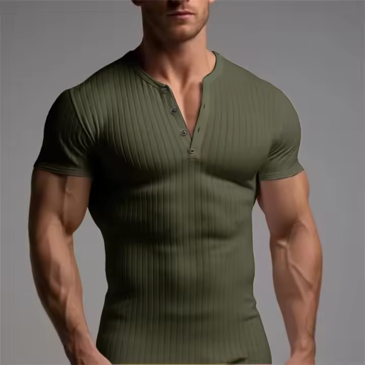 Camiseta de manga corta con cuello en V para hombre, ropa deportiva para correr, Fitness, musculosa, ajustada, informal, Verano - 1