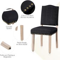 Juego de 4 sillas de comedor con respaldo alto, sillas de cocina, patas de madera maciza, diseño clásico, con botones bronceados, sillones y sillas para salón, asientos tapizados - details 25