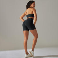 Hamidou-Conjunto de Yoga para mujer, pantalones cortos con sujetador, ropa de entrenamiento para correr, ropa de gimnasio, pantalones cortos de cintura alta, Leggings de Fitness, trajes deportivos - details 1
