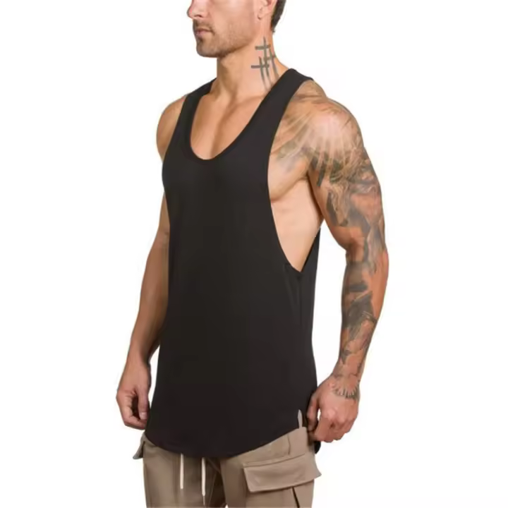 Top de Tanque sin Mangas para Hombres Ropa de Bodybuilding de Algodón Chalecos de Gimnasio sin Mangas - 1