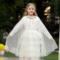 Capa de disfraz de princesa para niña, accesorios de fiesta, Blancanieves, Elsa, Anna, Rapunzel, Aurora, lentejuelas, tul, Halloween - details 22