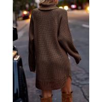 Vestido de punto elegante para mujer cuello redondo, color sólido, estilo elegante - details 4