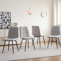 EGOONM-Sillas de comedor de tela de pana acolchadas, tapizadas, patas de Metal para balcón, restaurante y comedor, 4 unidades - details 1