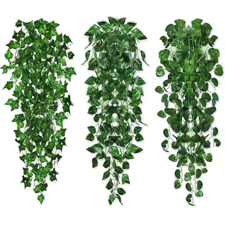 Plantas Colgantes Artificiales de Hiedra 3 Piezas 96/100 CM Ideal para Boda, Jardín, Balcón, Pared, Hogar - 1