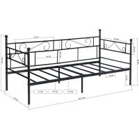 Marcos Diván Cama Individual de Metal, Estructura Sofá Cama Hierro Forjado para Adultos, Adecuado para Colchón de 90x190 cm, Negro - details 1