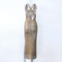 Vestido informal semitransparente de punto para mujer, vacaciones en la playa, estilo europeo, sin mangas, con espalda abierta - details 11