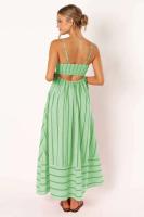 Vestido de Verano 2025 con Estampado a Rayas de Moda Vestido Largo A-e con Espalda Descubierta para Mujeres - details 7