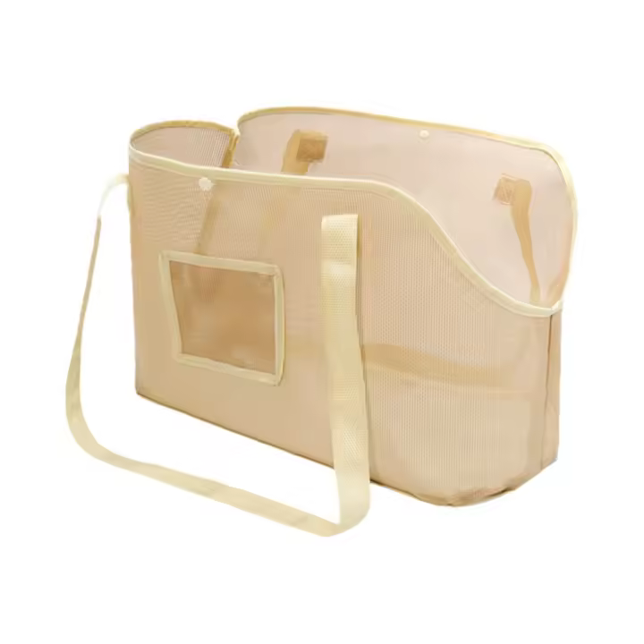 Bolsa de transporte para perros de malla, bolso de hombro transpirable antiescape para cachorros, bolso plegable de gran capacidad para mascotas, bolso para perros pequeños - 1