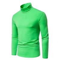 Camiseta de manga larga con cuello medio alto para hombre, Jersey informal de Color sólido, ropa interior - details 52