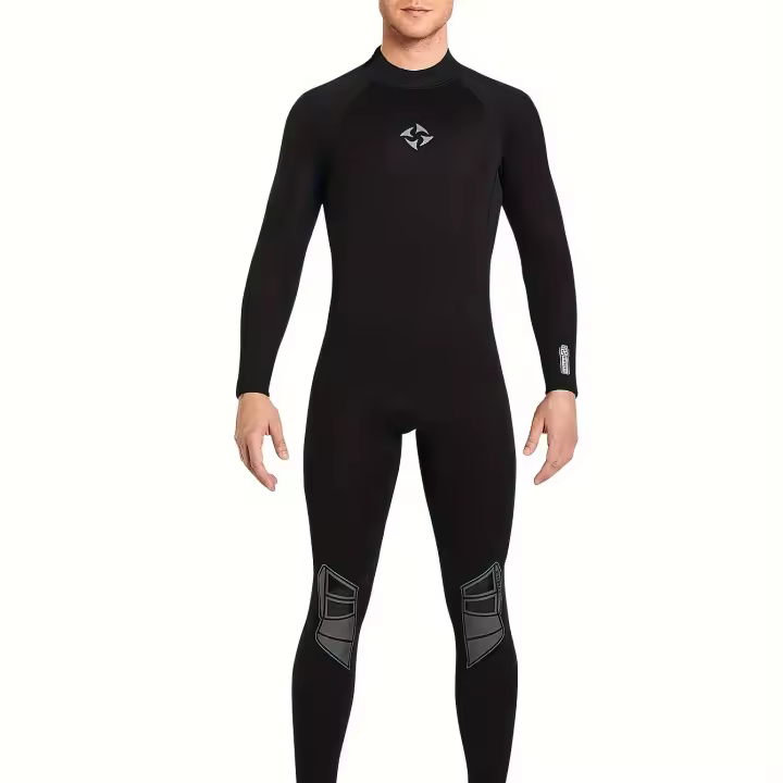 Traje de neopreno de color liso para hombre, con bolsillo, traje de baño ajustable para esnórquel, surf, kayak y fitness - 1