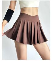 Pantalones cortos deportivos de yoga para mujer, ropa anti-caminar para correr, Falda plisada de cintura alta transpirable de secado rápido - details 8