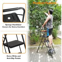 Escaleras Plegables de 3 Escalones, Capacidad de 272KG con Pedales Antideslizantes Anchos, Taburete Escaleras de Mano de Acero, Manubrio de Esponja, Uso en Interiores y Exteriores, Negro - details 13