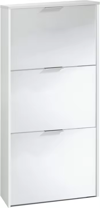 Organizador de Zapatos Zapatero 3 Puertas Zapatero Estrecho Acabado en Blanco Brillante y Roble - 1