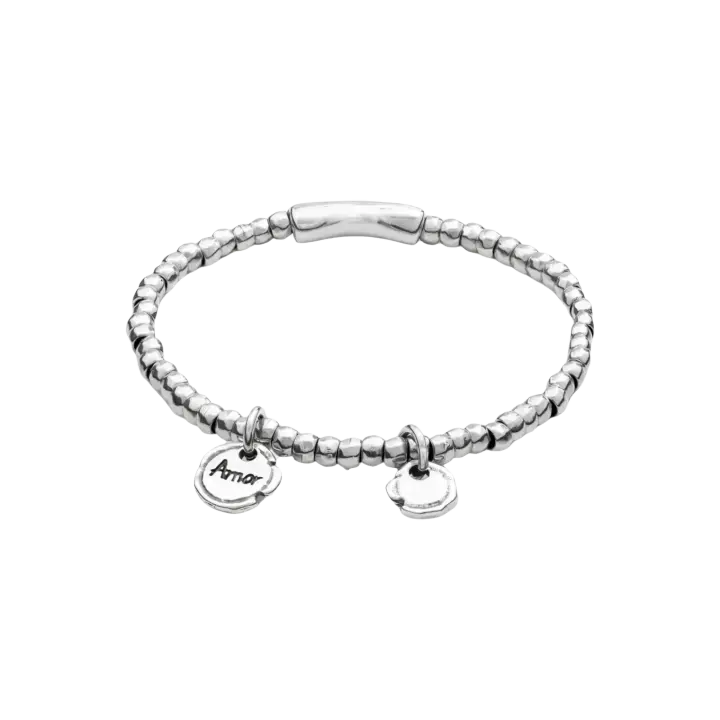 Unode50- Pulsera de cuentas redondas, pulsera con letras de la suerte - 1