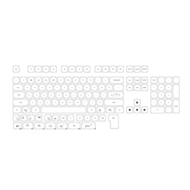 124 teclas lindo gato PBT sublimación Moa Ball Cap blanco minimalista pequeña fuente Nical teclado teclas - 1