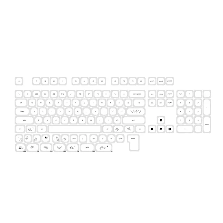 124 teclas lindo gato PBT sublimación Moa Ball Cap blanco minimalista pequeña fuente Nical teclado teclas - 1