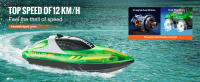 SucceBuy Barco RC, 2,4 GHz 12 km/h, para piscinas y lagos, barco de carreras con luz LED, 2 baterías recargables, totalmente impermeable, juguete para jugar en el agua, regalo para adultos, niños y niñas, verde - details 1
