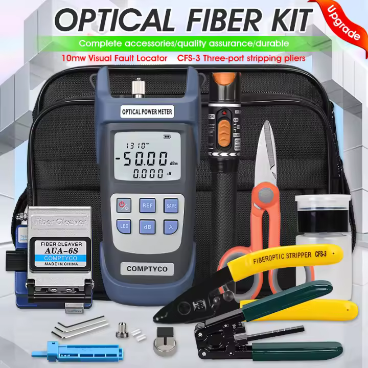 FTTH-Kit de herramientas de fibra óptica, cuchilla de AUA-6S con medidor de potencia óptica de fibra y Localizador Visual de fallos de 10mW - 1