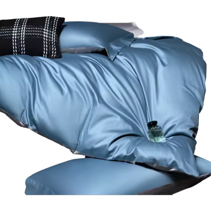 Juego de Ropa de Cama de Algodón Pima Antibacteriano 5A Color Sólido Alta Densidad Tamaño Rey - 1