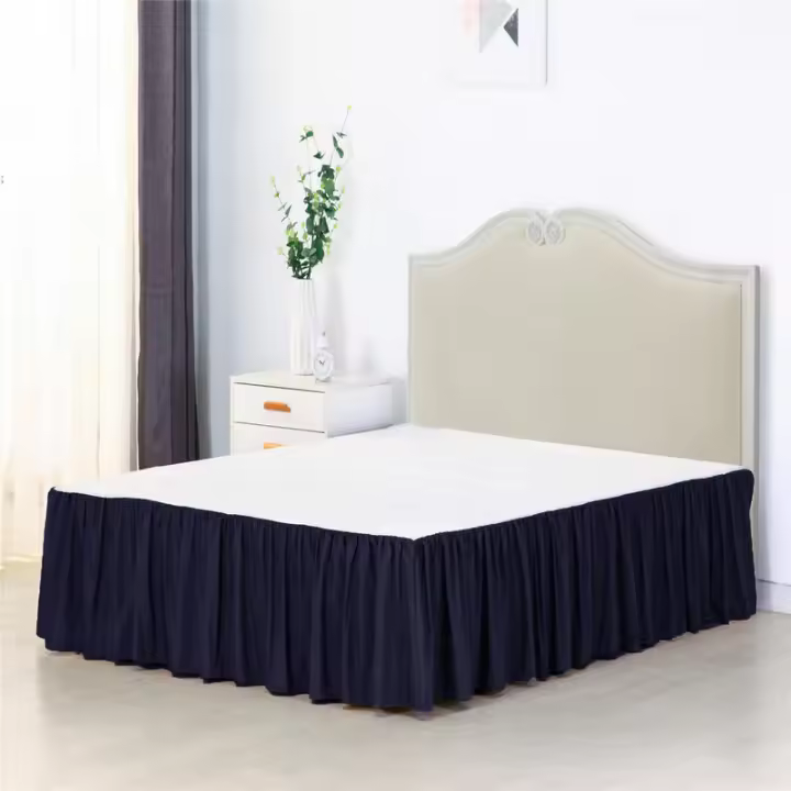 Falda de cama arrugada de algodón cepillado, muy vendida - 1