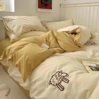 Juego de Ropa de Cama Estilo Coreano para Niños y Niñas Tamaño Twin Queen Funda de Edredón Sábana Plana y Funda de Almohada Moda Hogar Textil para Adultos y Niños - details 9