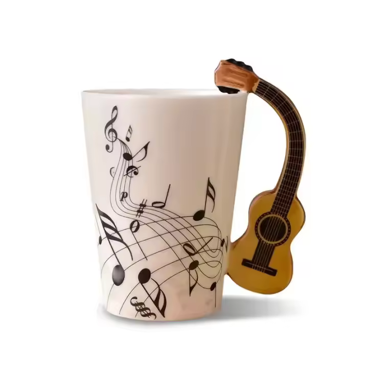 Nueva Taza de Música Cerámica de Guitarra Té con Personalidad Regalo de Cumpleaños y Navidad - 1
