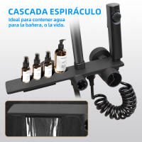 Ducha de baño de lluvia con 4 funciones, juego completo, Sistema de ducha de bañera gris, grifo de ducha fría y caliente presurizado de lluvia - details 4