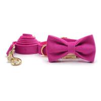 Collar de terciopelo fucsia para perros pequeños, lindo arnés ligero para perros, juego de tirón personalizado para cachorros con flores - details 11