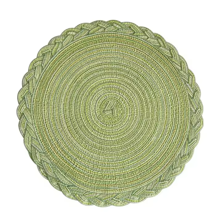 Manteles individuales redondos de vinilo tejido para mesa, 4 piezas, 11 cm - 1