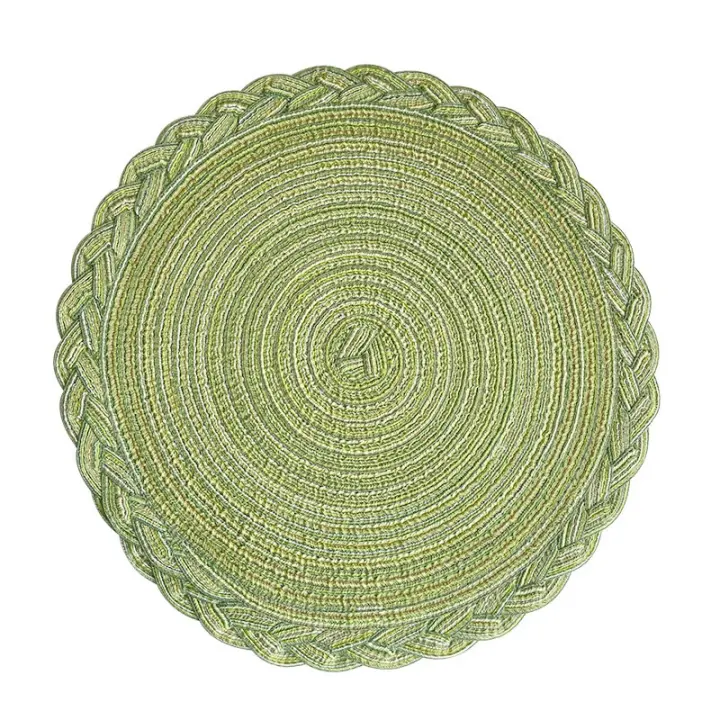 Manteles individuales redondos de vinilo tejido para mesa, 4 piezas, 11 cm - 1