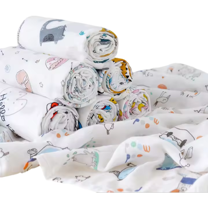 MOV-Manta De Muselina Para Bebé Recién Nacido 110*120cm Doble Capa Algodón Suave Abrazadera De Baño Para Cuna Y Carrito De Bebé - 1