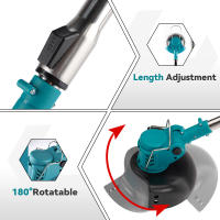 Cortadora de césped eléctrica Yofidra, recortadora de césped de jardín inalámbrica de mano. Longitud ajustable de 100-135 cm. Para herramienta de pin de batería Makita de 18 V - details 5