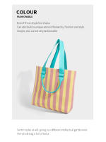 Bolso de Mano de Rayas Nuevo Bolso de Moda para Mujeres Bolso Tejido de Gran Capacidad - details 9