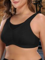 Sujetador deportivo de talla grande para mujer, color liso, holgado, cómodo y transpirable, adecuado para deportes y uso diario. - details 12