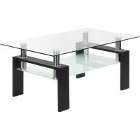 Mesa de Centro Porter Moderna con Tapa de Cristal Transparente y Base de Metal Negro (100x60 cm) - details 0
