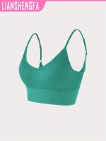 Sujetador deportivo clásico sin espalda con cuello halter y yoga acanalado de punto para cultivo de cabello. - details 3
