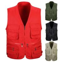 Chaleco Ligero para Hombres Color Sólido, Sin Mangas, Cuello en V, Múltiples Bolsillos, Para Primavera y Otoño - details 4
