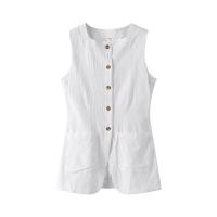 OUWU- Conjunto de bolsillos para mujer, cierre de botón superior sin mangas, falda larga con abertura, tres conjuntos elegantes de 2 piezas de moda para verano - details 2