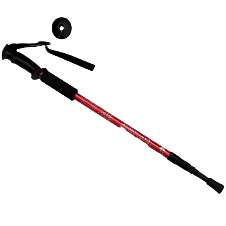Bastón de escalada plegable de aleación de aluminio, palo de senderismo con mango recto, diseño ergonómico, cómodo - 1